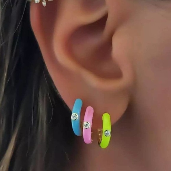 14k Huggie Gold Hoop Earrings|Message for Color - Picture 1 of 7